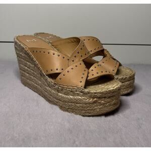 Marc Fisher Angelina Women's Tan Studded Espardrille Wedge Sandals 7M